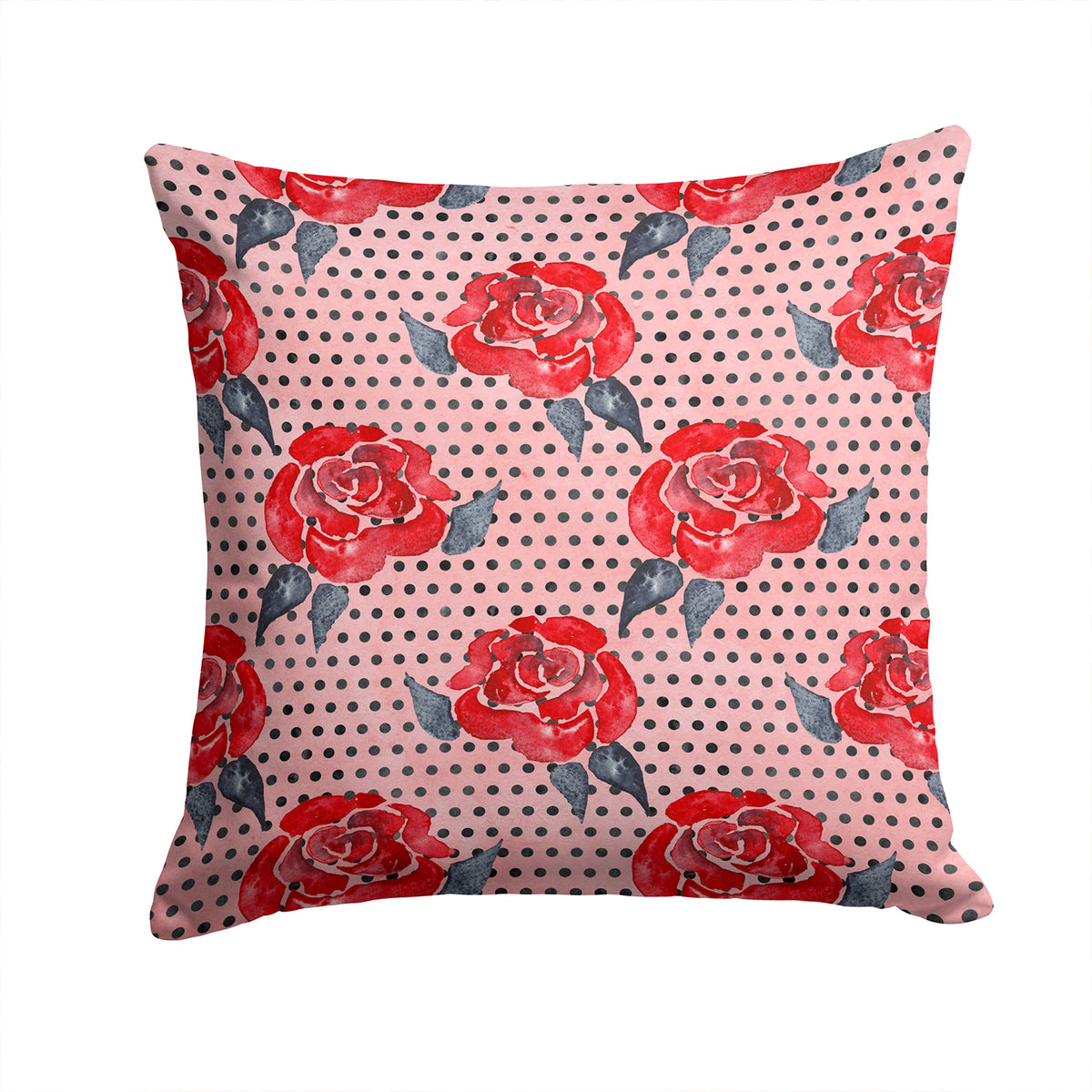 Watercolor Red Roses and Polkadots Fabric Decorative Pillow BB7513PW1414 - the-store.com