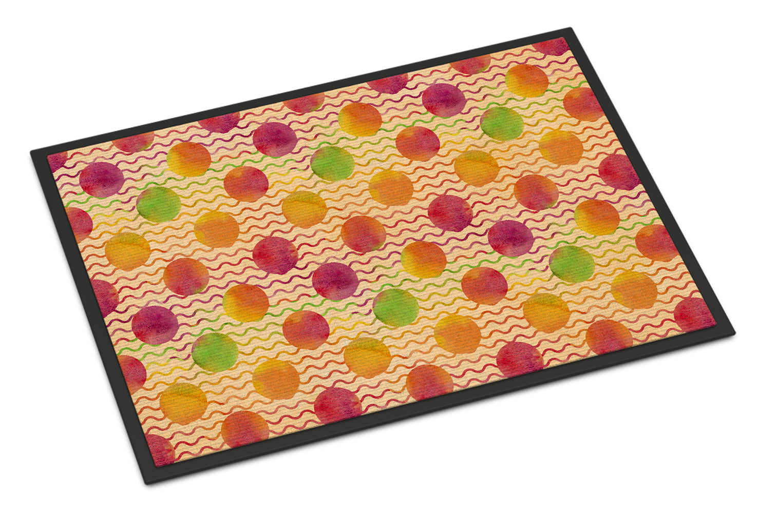 Watercolor Rainbow Dots and Sqiggles Indoor or Outdoor Mat 18x27 BB7514MAT - the-store.com