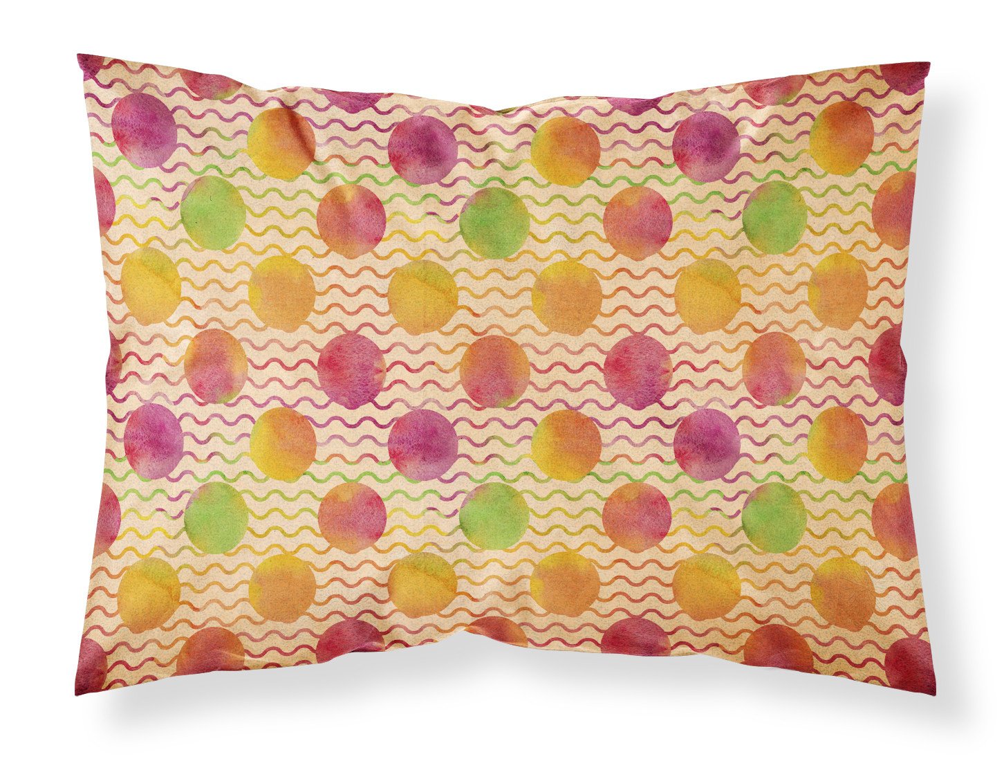 Watercolor Rainbow Dots and Sqiggles Fabric Standard Pillowcase BB7514PILLOWCASE by Caroline's Treasures