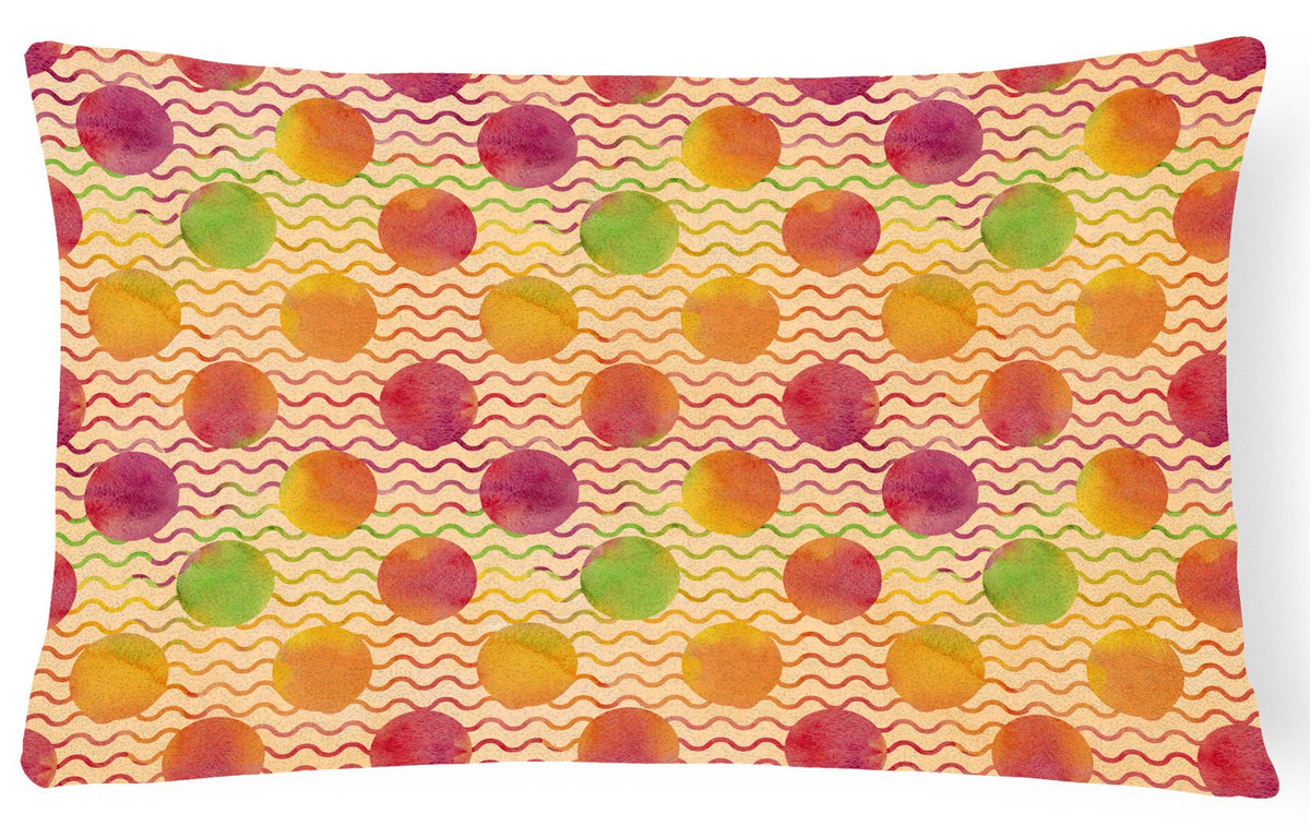 Watercolor Rainbow Dots and Sqiggles Canvas Fabric Decorative Pillow BB7514PW1216 by Caroline&#39;s Treasures
