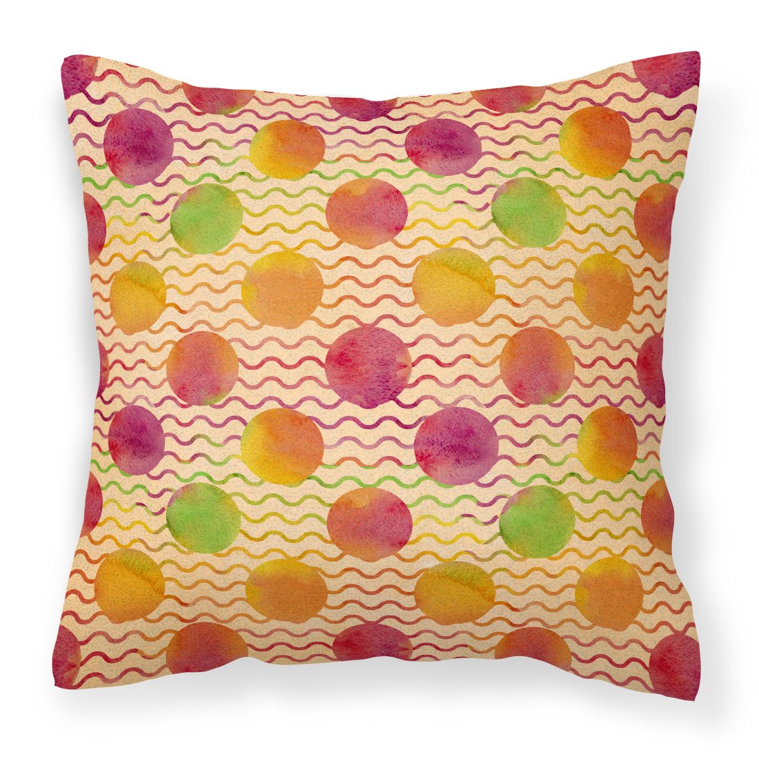 Watercolor Rainbow Dots and Sqiggles Fabric Decorative Pillow BB7514PW1818 by Caroline's Treasures