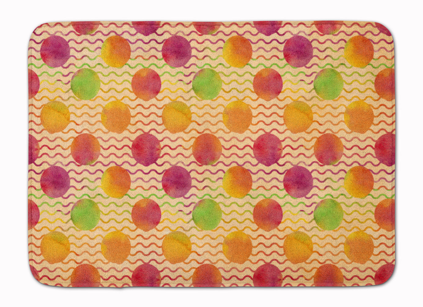 Watercolor Rainbow Dots and Sqiggles Machine Washable Memory Foam Mat BB7514RUG - the-store.com
