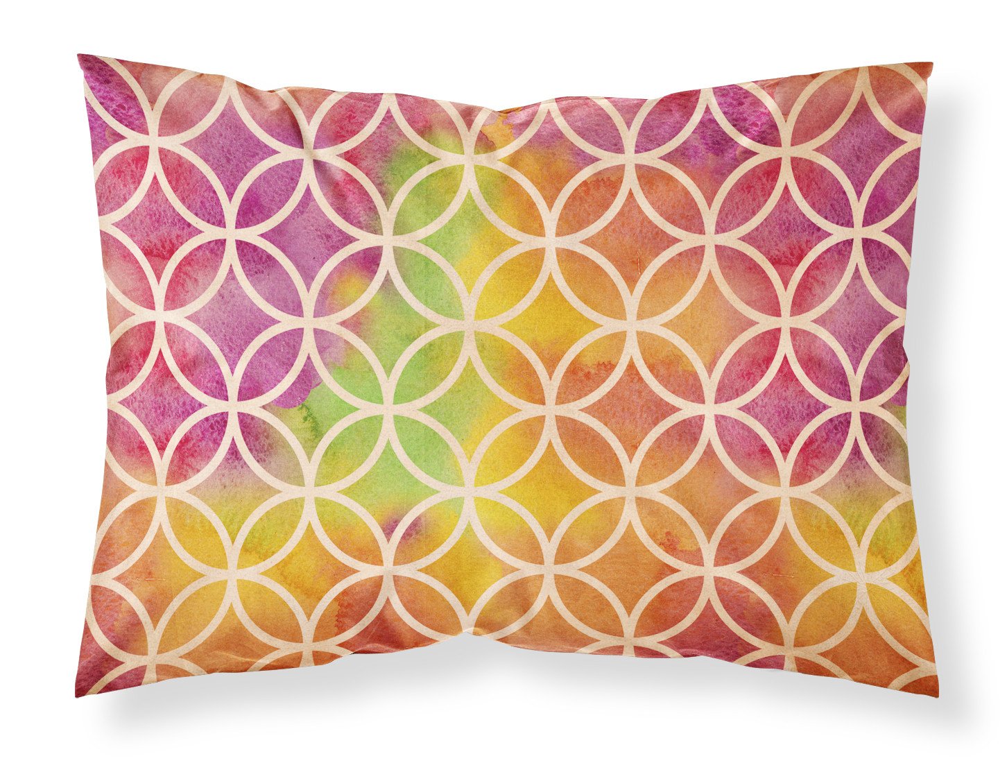 Watercolor Rainbow Geometric Circles Fabric Standard Pillowcase BB7515PILLOWCASE by Caroline's Treasures