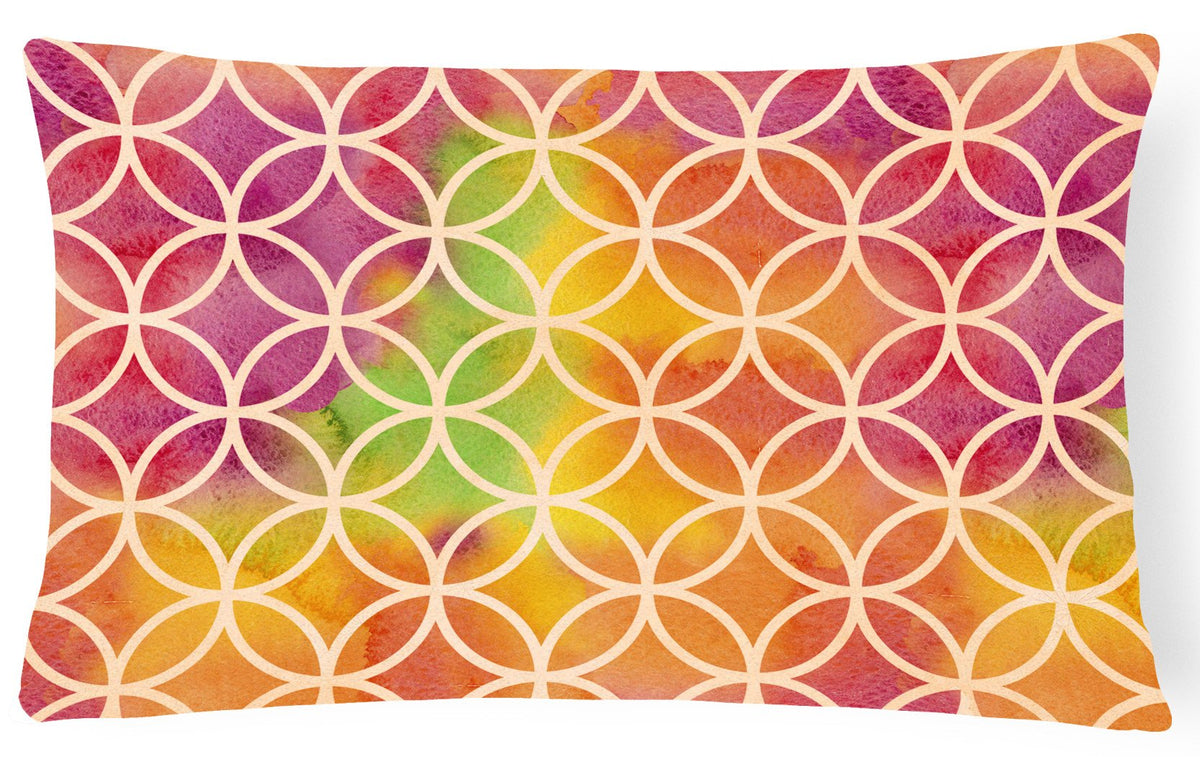 Watercolor Rainbow Geometric Circles Canvas Fabric Decorative Pillow BB7515PW1216 by Caroline&#39;s Treasures