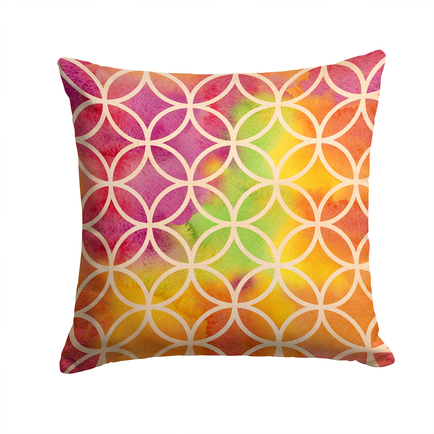 Watercolor Rainbow Geometric Circles Fabric Decorative Pillow BB7515PW1414 - the-store.com