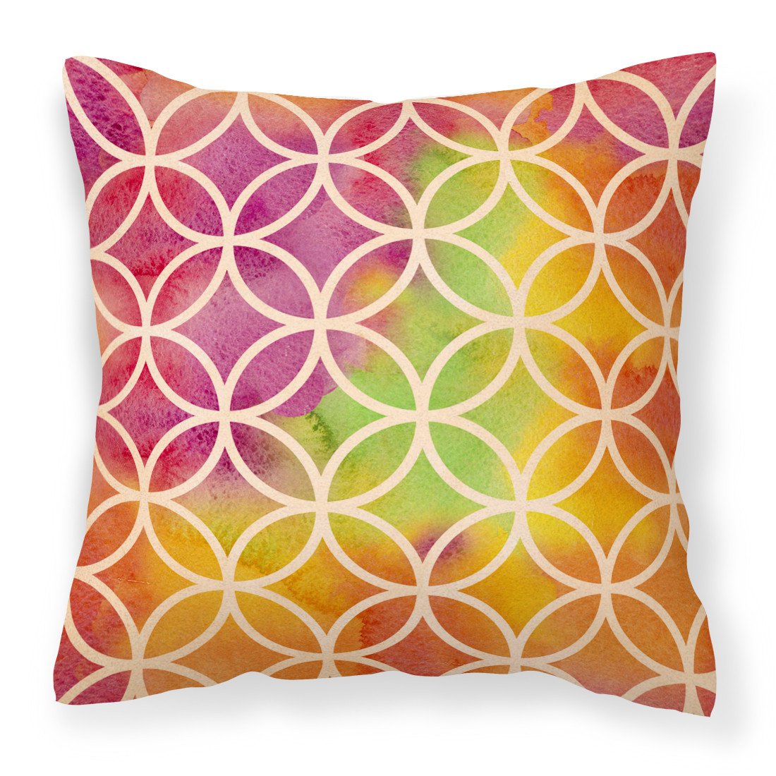Watercolor Rainbow Geometric Circles Fabric Decorative Pillow BB7515PW1818 by Caroline&#39;s Treasures