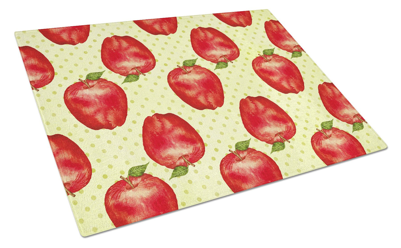 Watercolor Apples and Polkadots Glass Cutting Board Large BB7516LCB by Caroline's Treasures