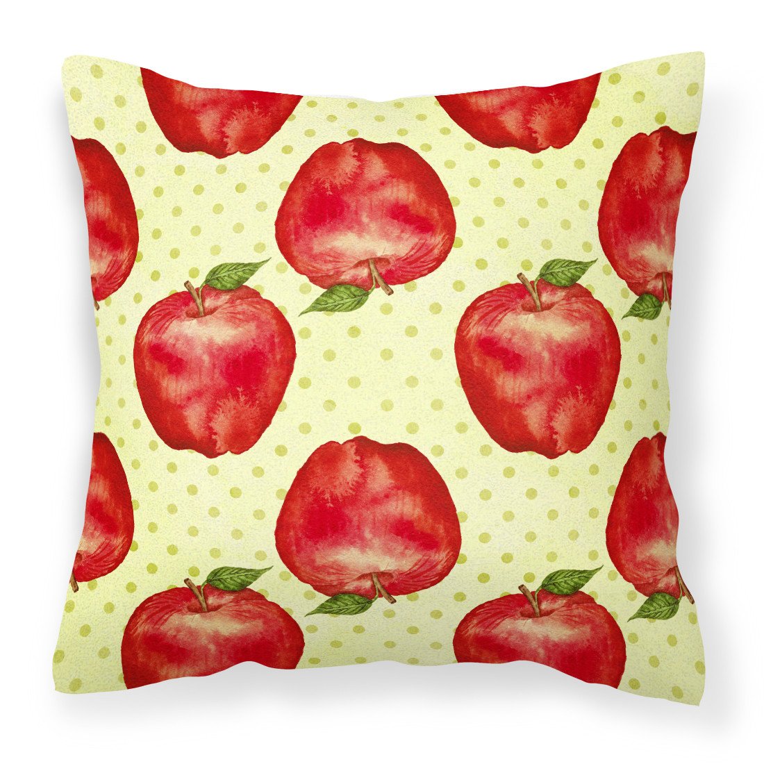 Watercolor Apples and Polkadots Fabric Decorative Pillow BB7516PW1818 by Caroline&#39;s Treasures