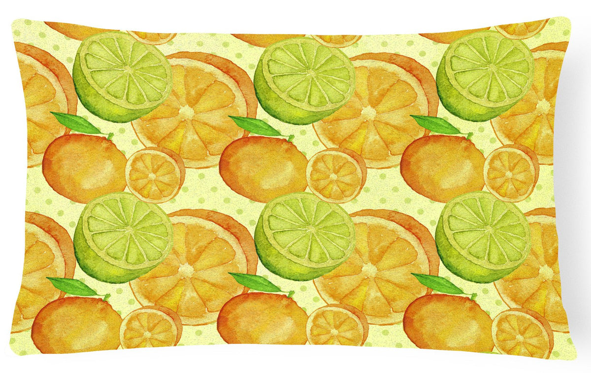 Watercolor Limes and Oranges Citrus Canvas Fabric Decorative Pillow BB7517PW1216 by Caroline&#39;s Treasures