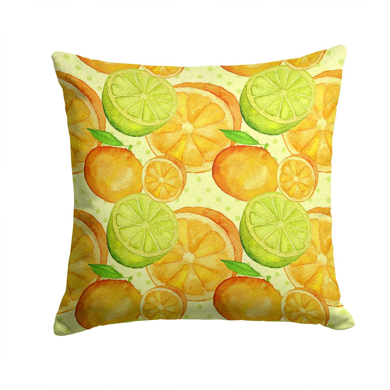 Watercolor Limes and Oranges Citrus Fabric Decorative Pillow BB7517PW1414 - the-store.com