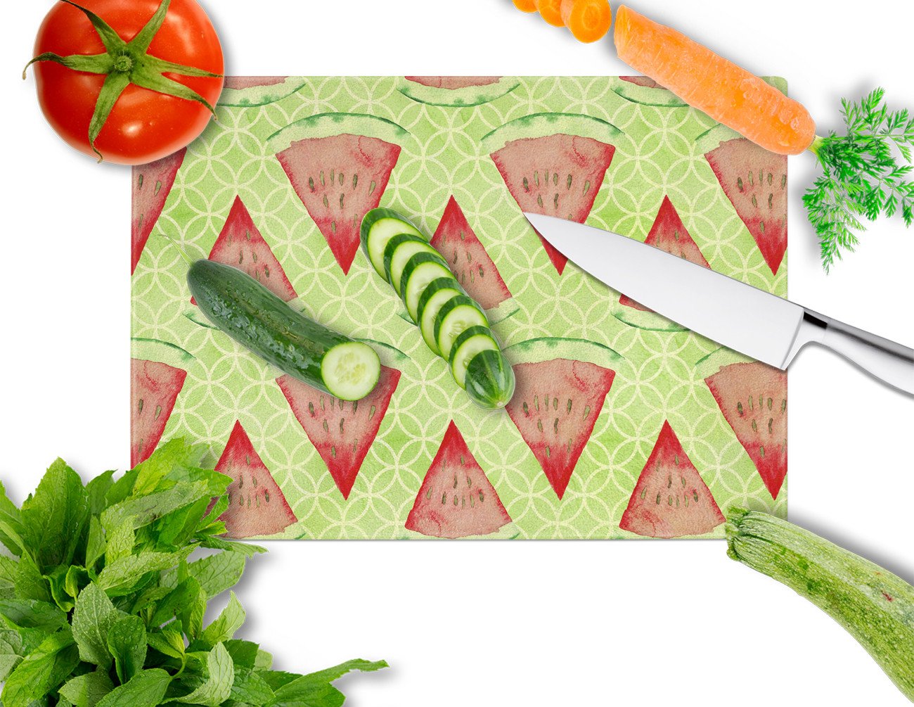 Caroline's Treasures Watercolor Watermelon Glass Cutting Boards – Durable, Decorative Kitchen Art Large BB7518LCB