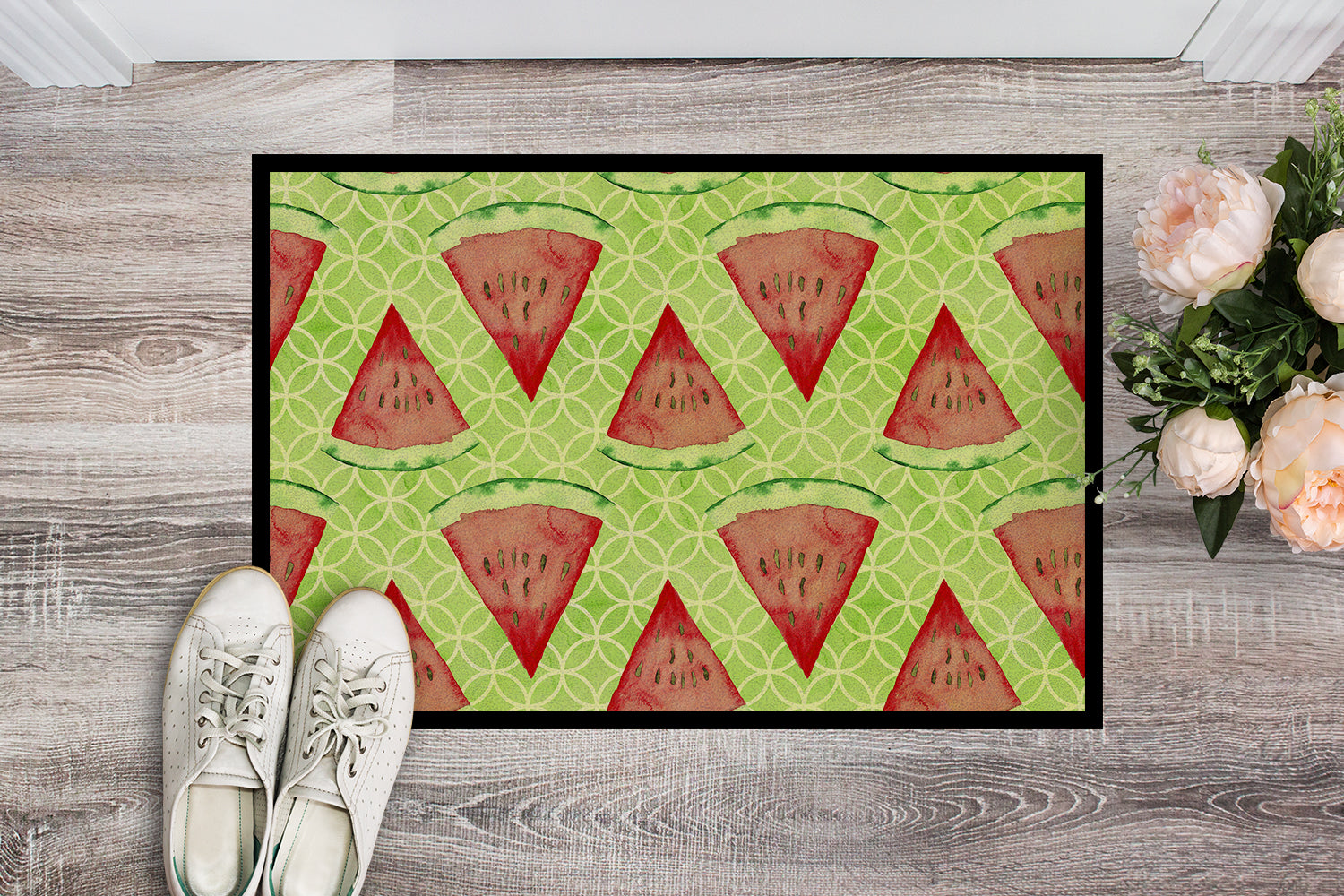 Caroline's Treasures Watercolor Watermelon Doormat - 18x27 Decorative Floor Mat – Indoor/Outdoor Rug with Artistic Flair BB7518MAT