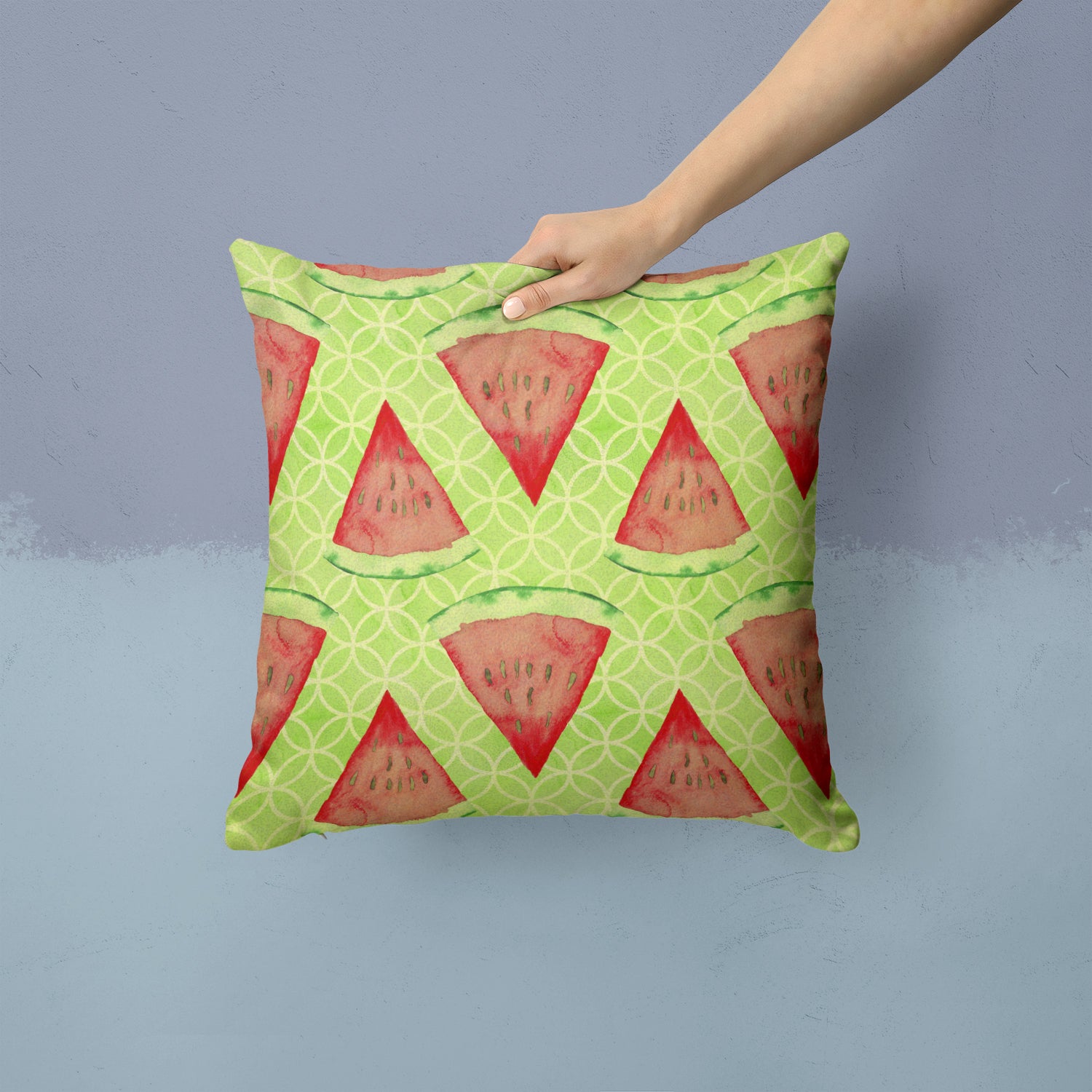 Caroline's Treasures Watercolor Watermelon Throw Pillow - 14x14 Decorative Pillow – Art for Your Home & Patio BB7518PW1414