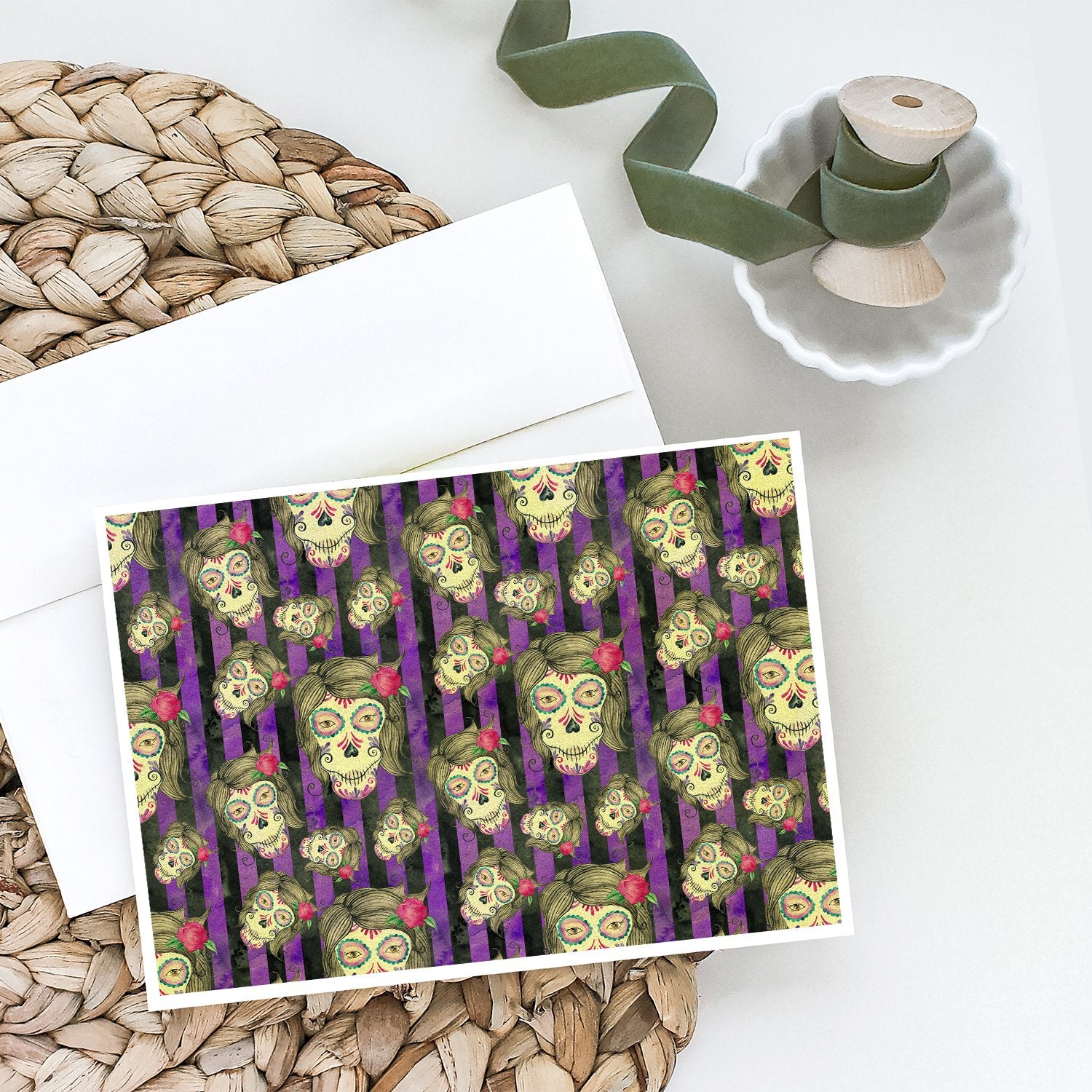 Watecolor Day of the Dead Halloween Greeting Cards and Envelopes Pack of 8 - the-store.com