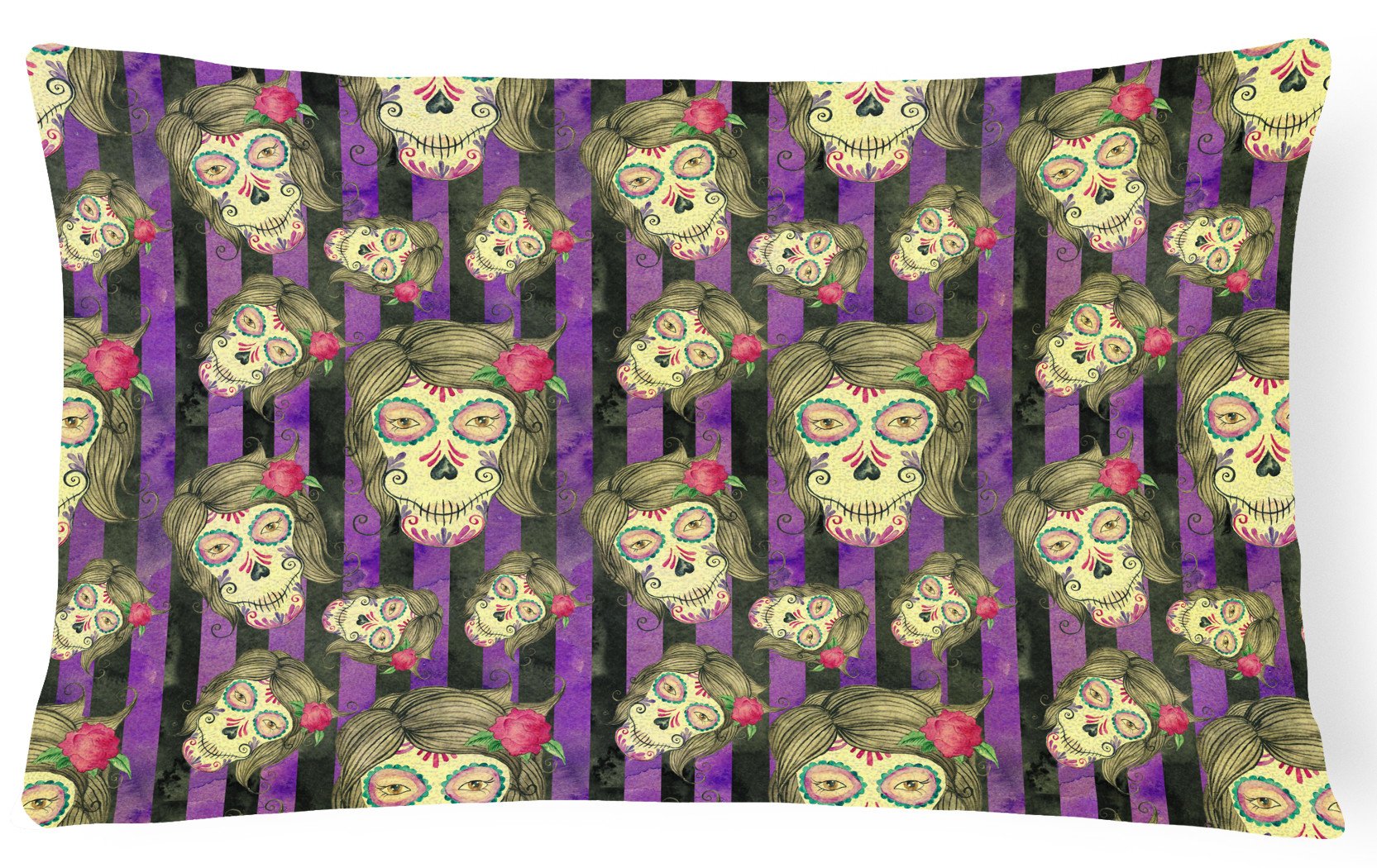 Watecolor Day of the Dead Halloween Canvas Fabric Decorative Pillow BB7519PW1216 by Caroline's Treasures