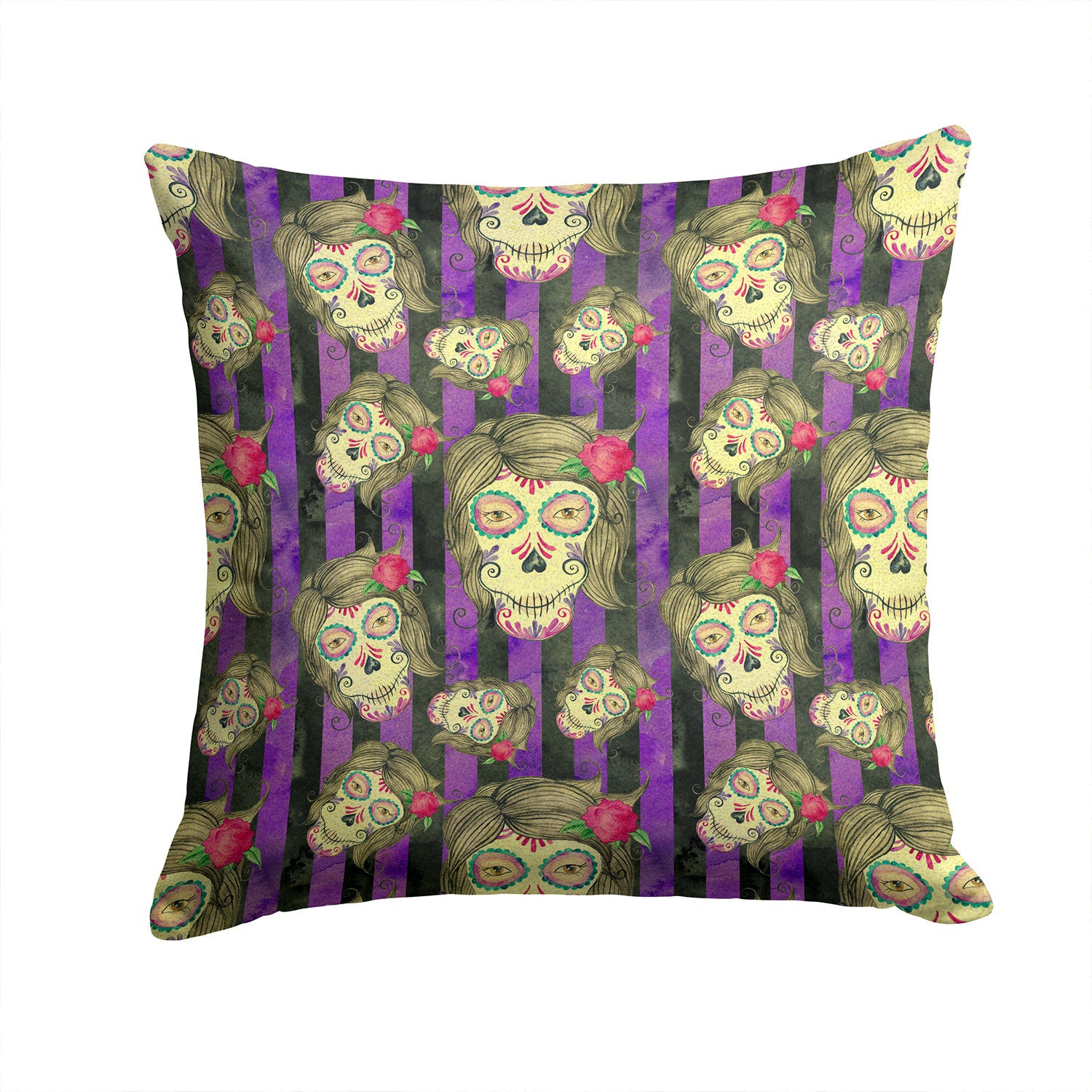 Watecolor Day of the Dead Halloween Fabric Decorative Pillow BB7519PW1414 - the-store.com