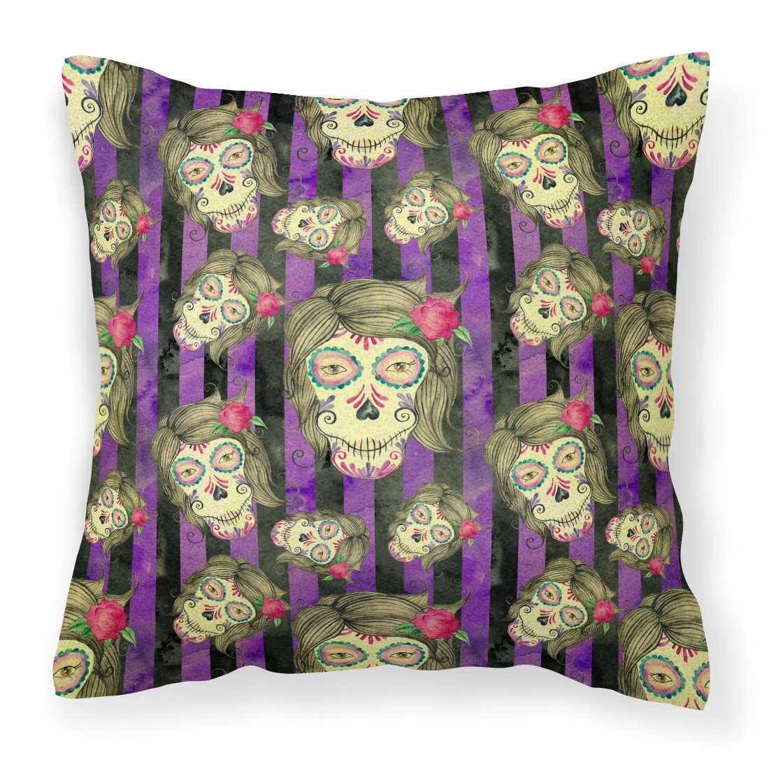 Watecolor Day of the Dead Halloween Fabric Decorative Pillow BB7519PW1818 by Caroline's Treasures