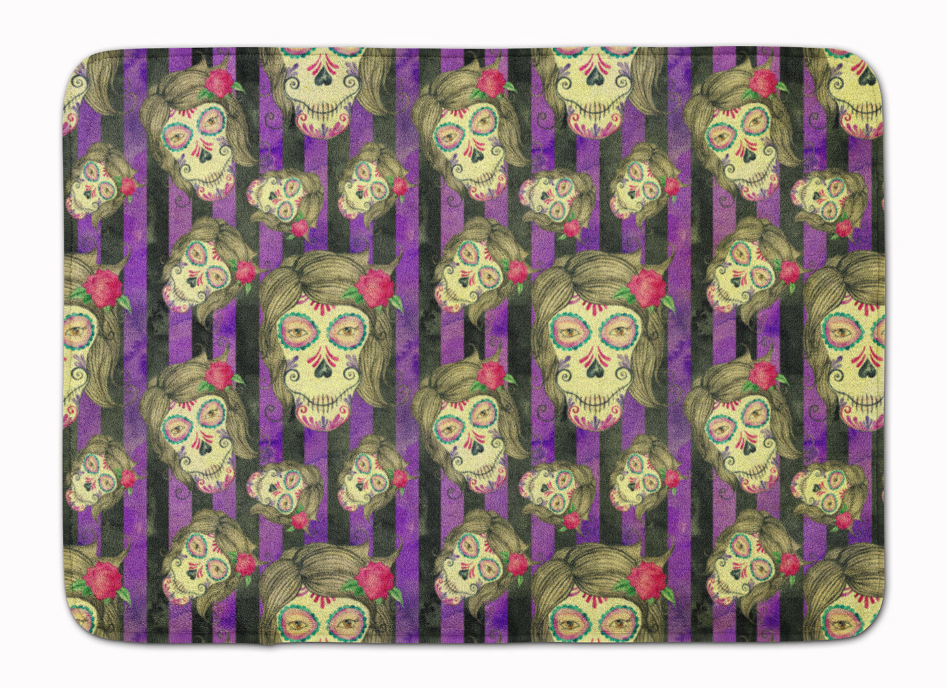 Watecolor Day of the Dead Halloween Machine Washable Memory Foam Mat BB7519RUG - the-store.com