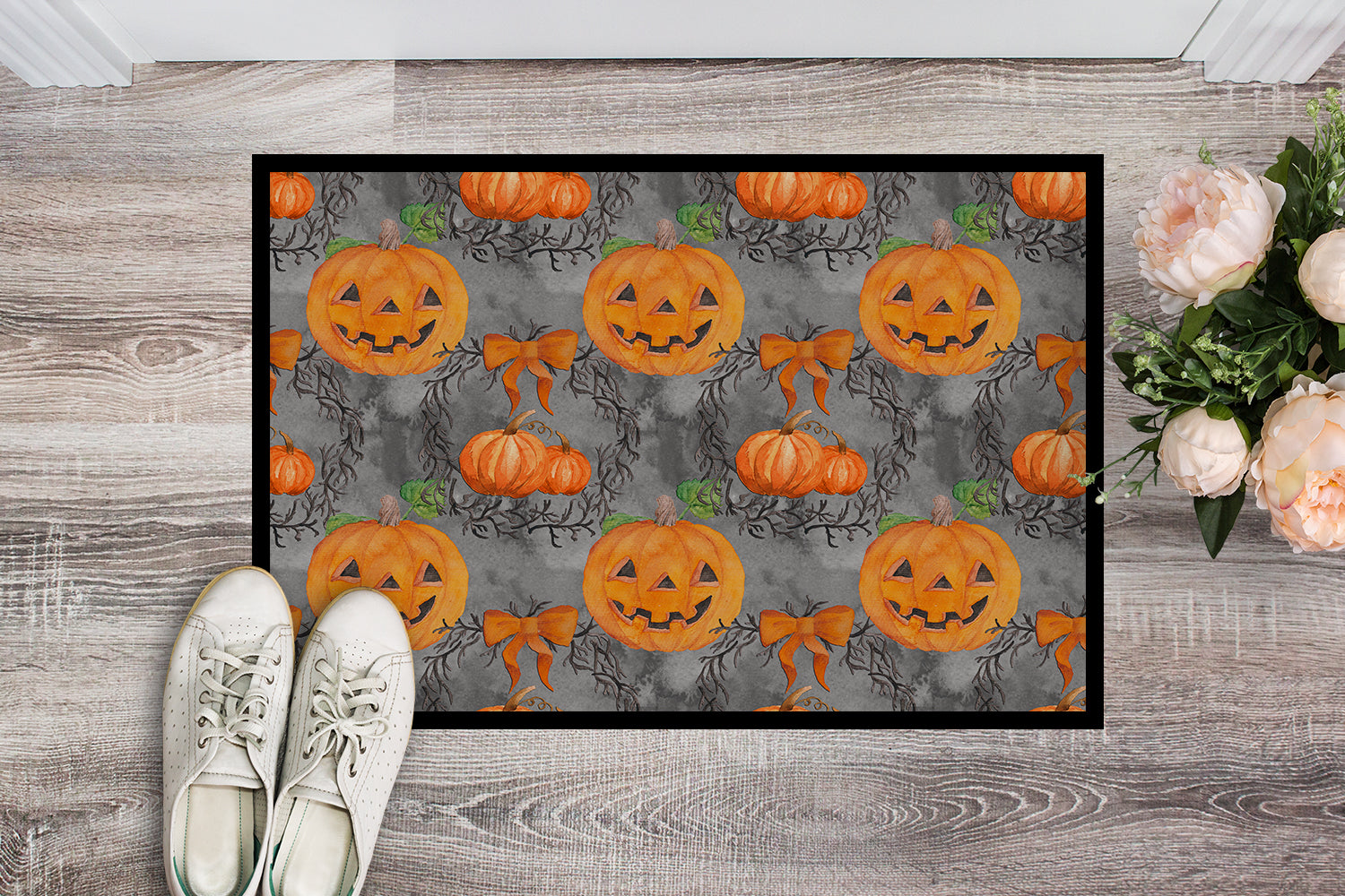 Watecolor Halloween Pumpkins Indoor or Outdoor Mat 18x27 BB7521MAT - the-store.com