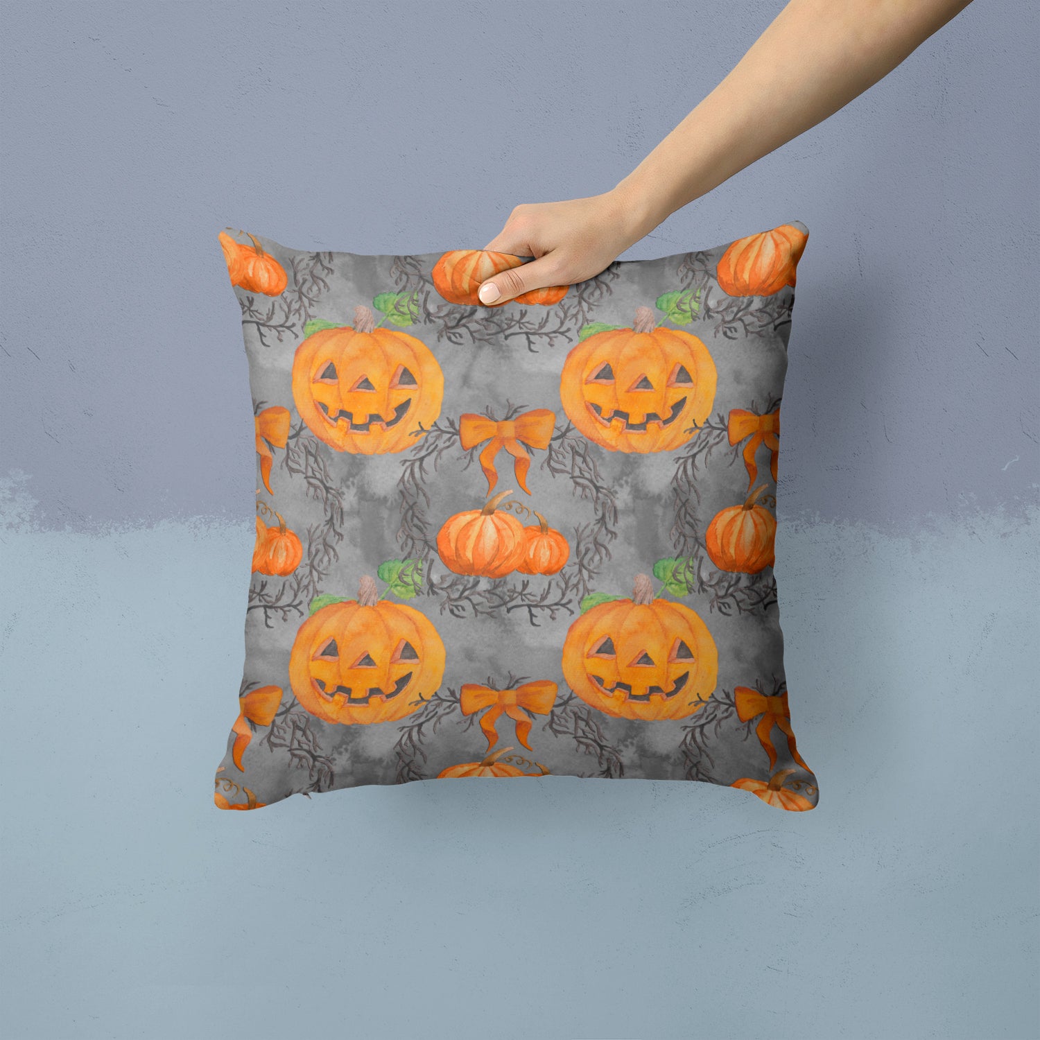 Watecolor Halloween Pumpkins Fabric Decorative Pillow BB7521PW1414 - the-store.com