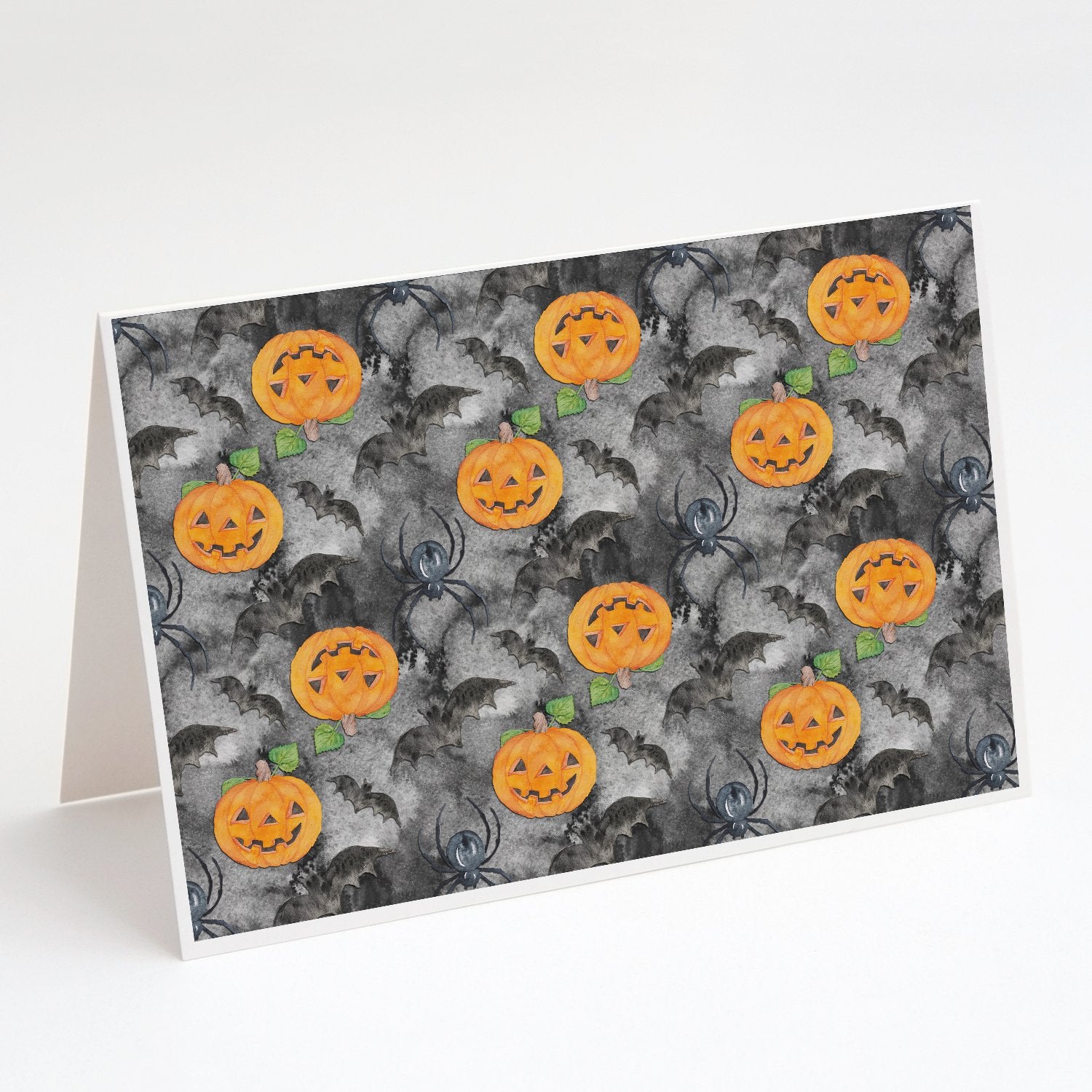 Buy this Watecolor Halloween Jack-O-Lantern Bats Greeting Cards and Envelopes Pack of 8