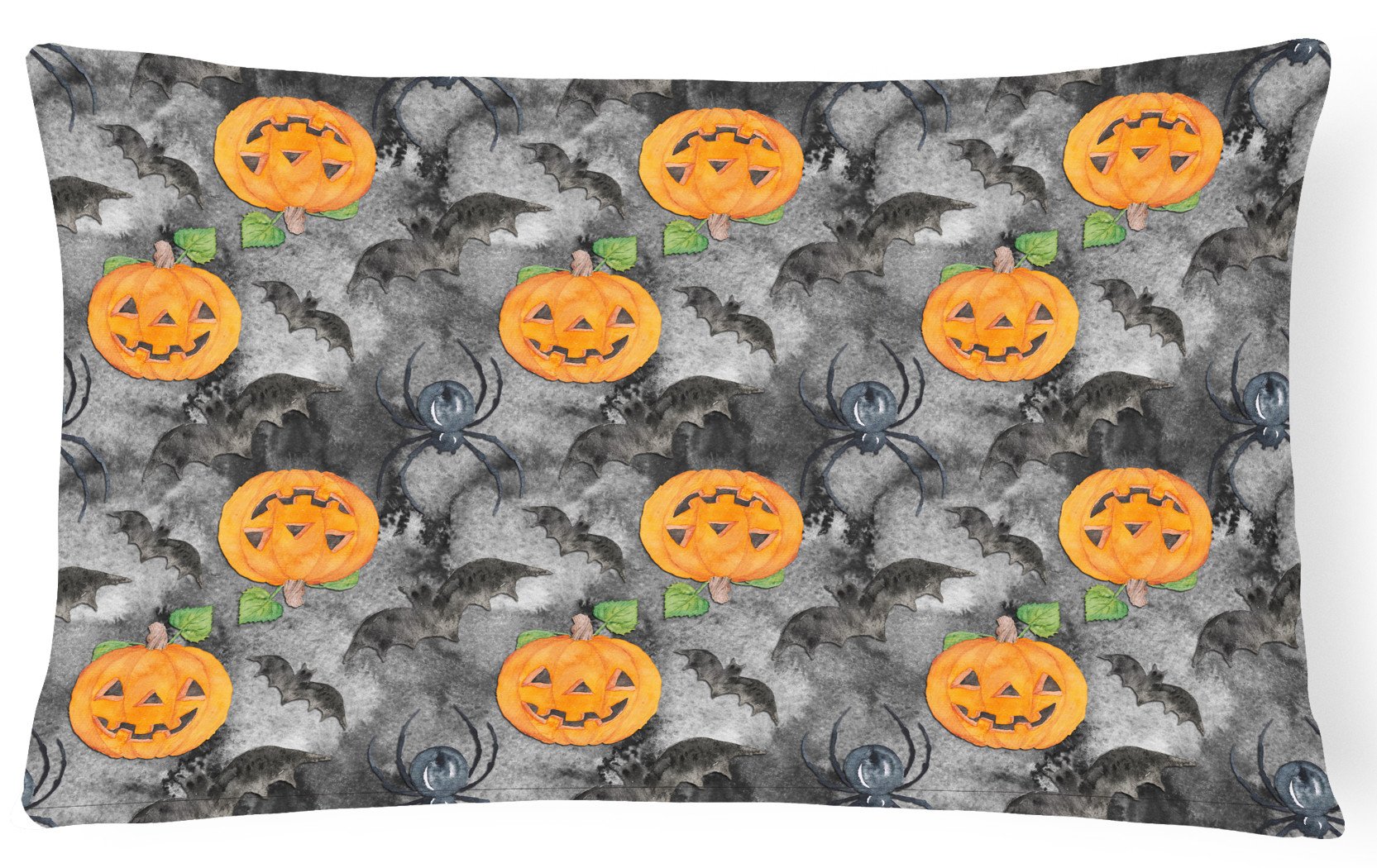 Watecolor Halloween Jack-O-Lantern Bats Canvas Fabric Decorative Pillow BB7525PW1216 by Caroline's Treasures