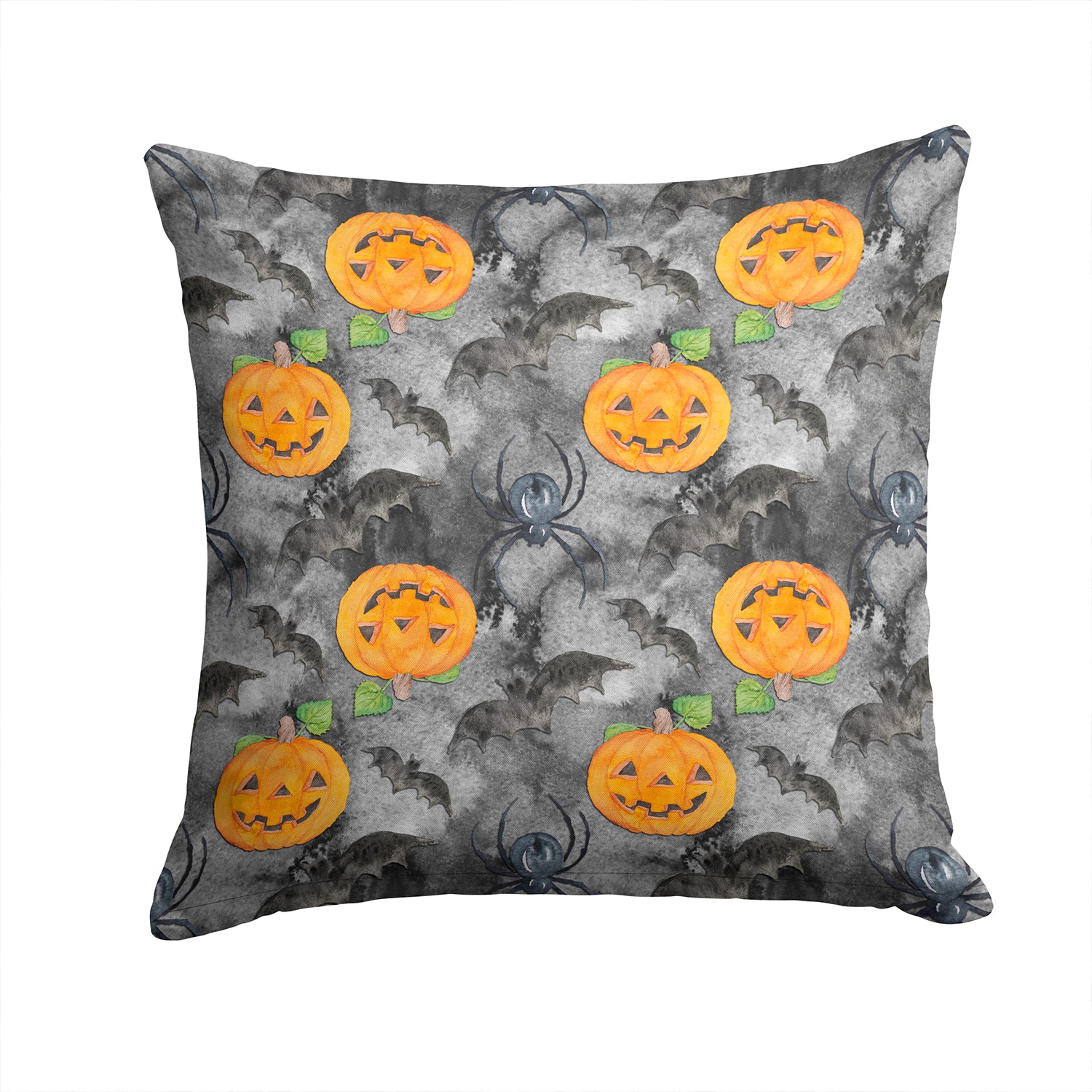 Watecolor Halloween Jack-O-Lantern Bats Fabric Decorative Pillow BB7525PW1414 - the-store.com