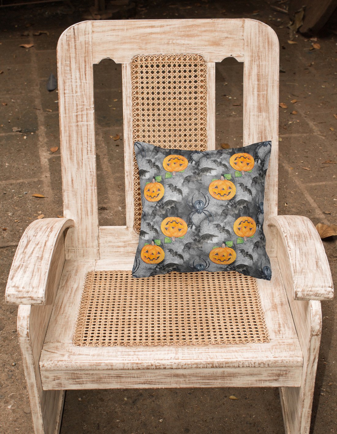 Watecolor Halloween Jack-O-Lantern Bats Fabric Decorative Pillow BB7525PW1818 by Caroline's Treasures