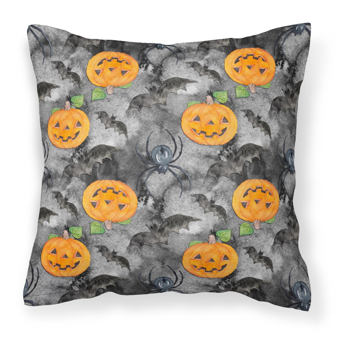 Watecolor Halloween Jack-O-Lantern Bats Fabric Decorative Pillow BB7525PW1818 by Caroline's Treasures