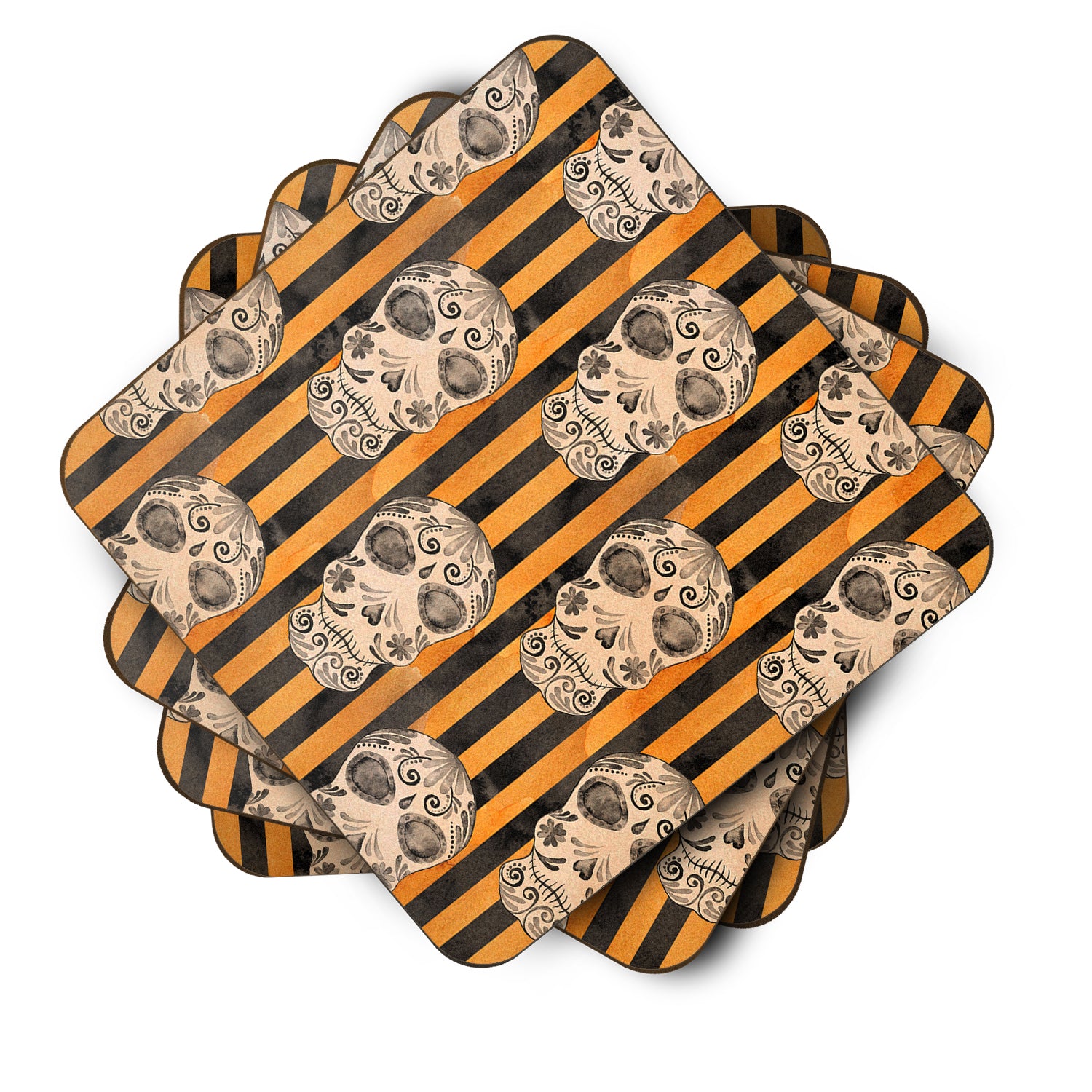 Set of 4 Watecolor Halloween Day of the Dead Head Foam Coasters Set of 4 - the-store.com