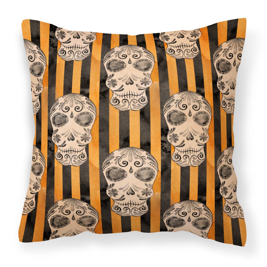 Watecolor Halloween Day of the Dead Head Fabric Decorative Pillow BB7527PW1818 by Caroline&#39;s Treasures