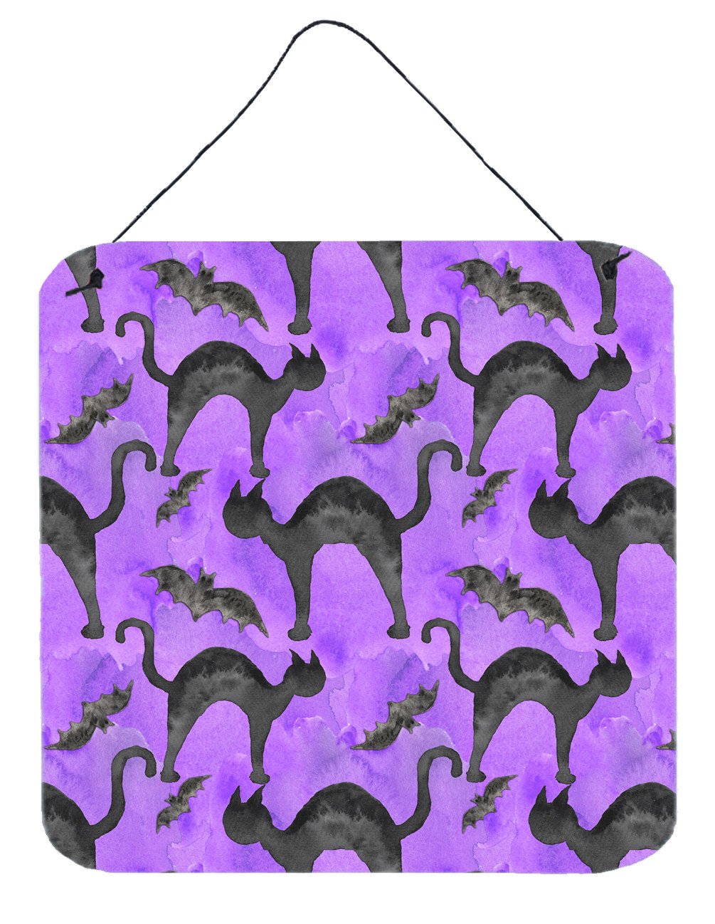 Watecolor Halloween Black Cats on Purple Wall or Door Hanging Prints BB7528DS66 by Caroline&#39;s Treasures