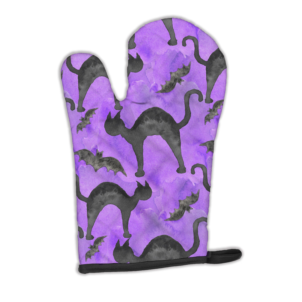 Watecolor Halloween Black Cats on Purple Oven Mitt BB7528OVMT