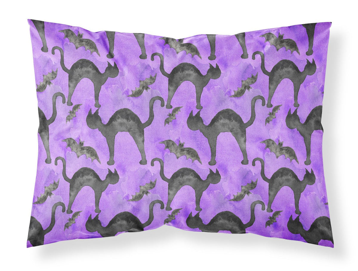 Watecolor Halloween Black Cats on Purple Fabric Standard Pillowcase BB7528PILLOWCASE by Caroline&#39;s Treasures