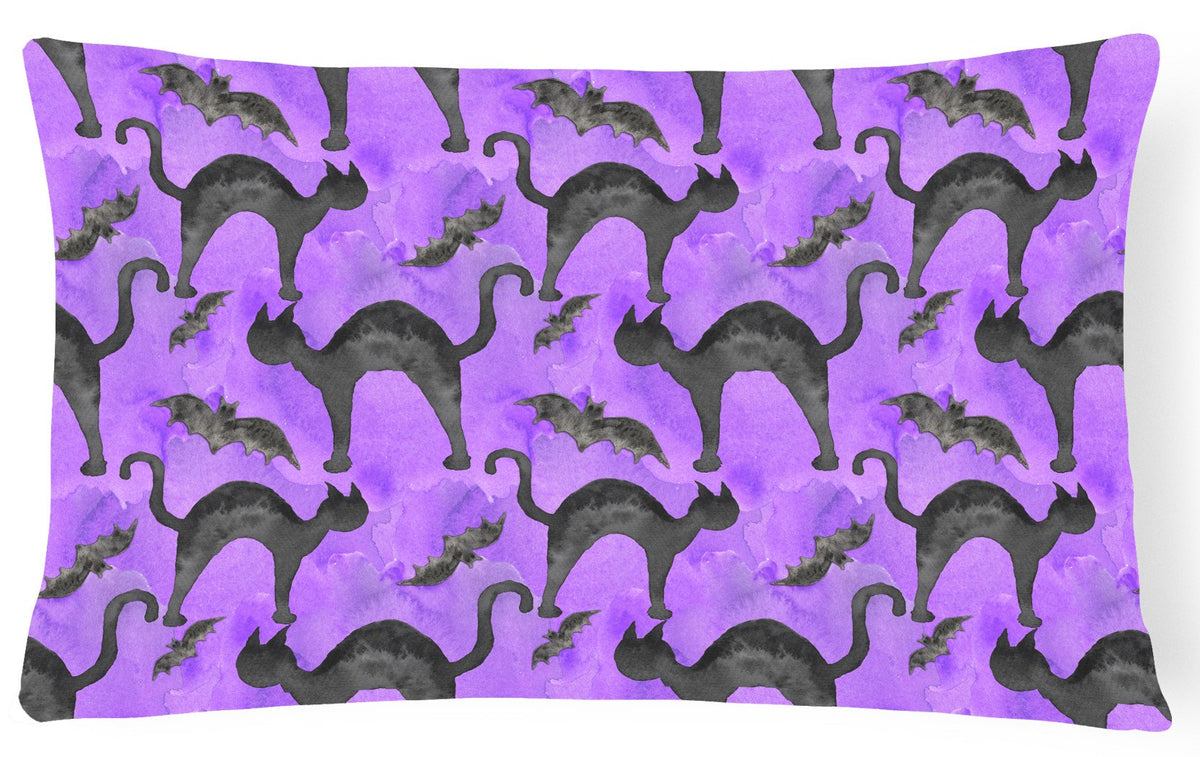 Watecolor Halloween Black Cats on Purple Canvas Fabric Decorative Pillow BB7528PW1216 by Caroline&#39;s Treasures