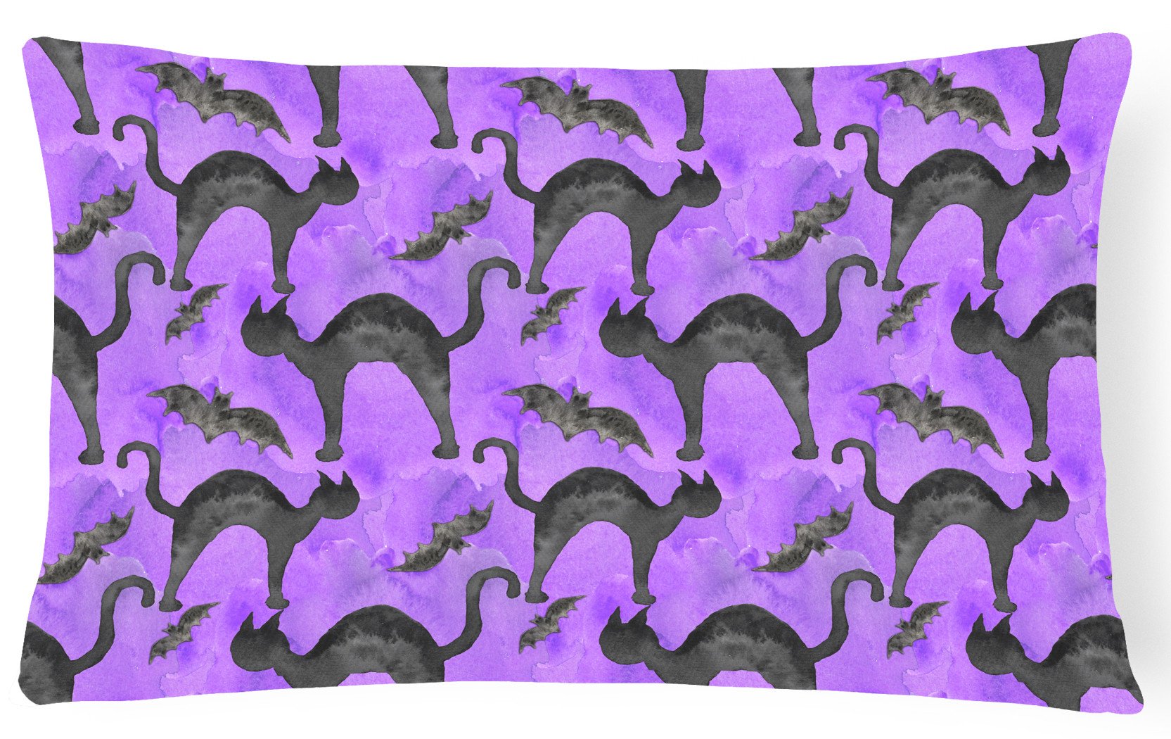 Watecolor Halloween Black Cats on Purple Canvas Fabric Decorative Pillow BB7528PW1216 by Caroline's Treasures
