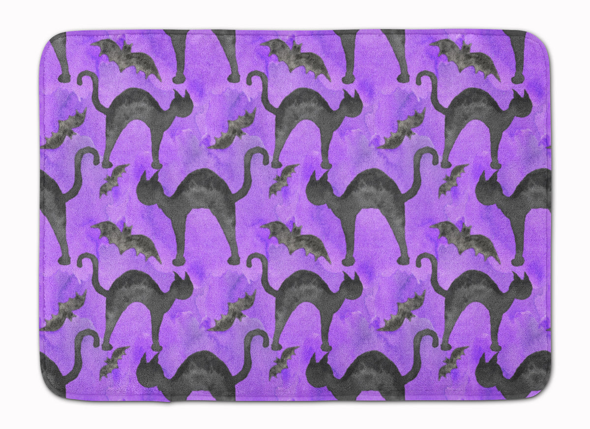 Watecolor Halloween Black Cats on Purple Machine Washable Memory Foam Mat BB7528RUG - the-store.com