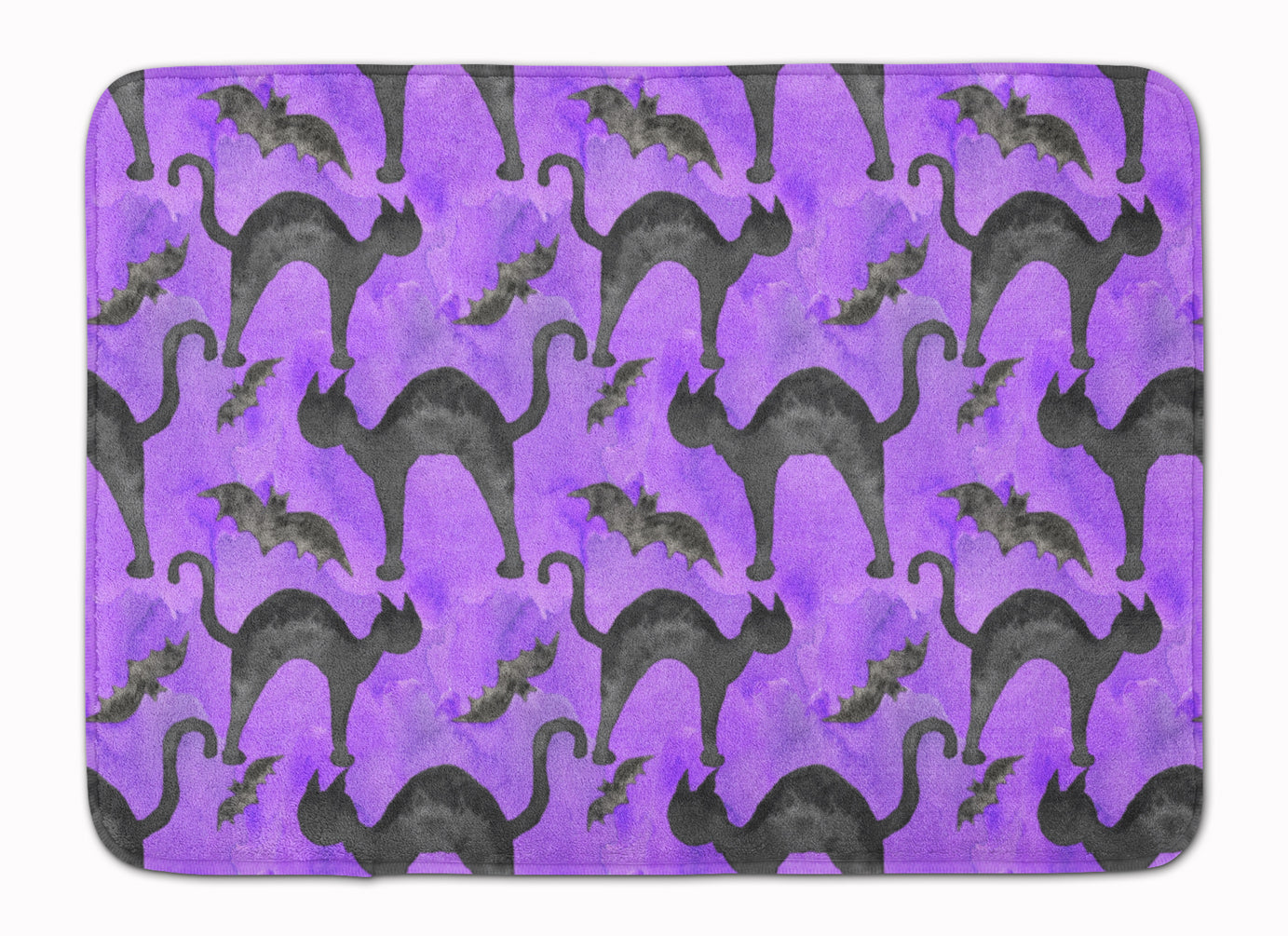 Watecolor Halloween Black Cats on Purple Machine Washable Memory Foam Mat BB7528RUG - the-store.com