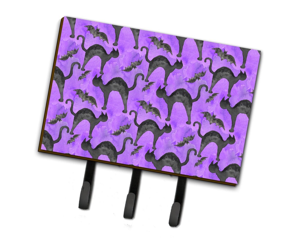 Watecolor Halloween Black Cats on Purple Leash or Key Holder BB7528TH68