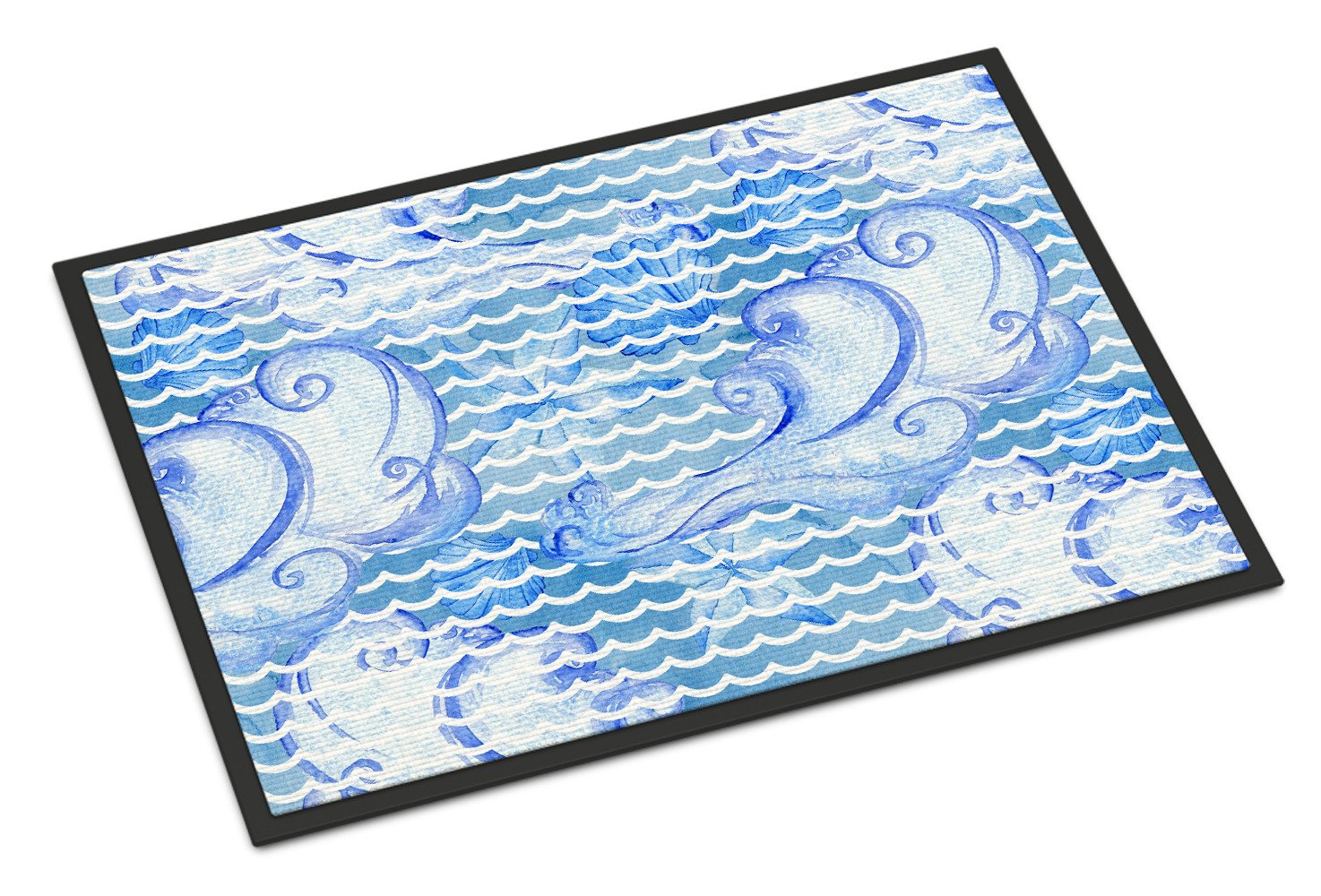 Beach Watercolor Abstract Waves Indoor or Outdoor Mat 24x36 BB7530JMAT by Caroline's Treasures