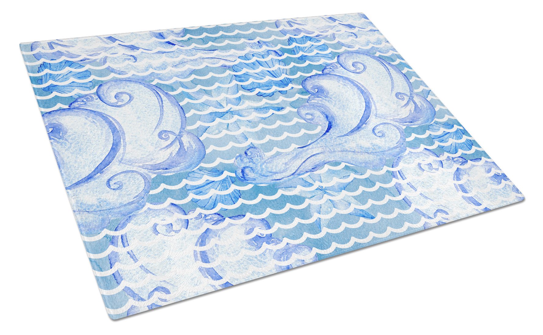 Beach Watercolor Abstract Waves Glass Cutting Board Large BB7530LCB by Caroline's Treasures
