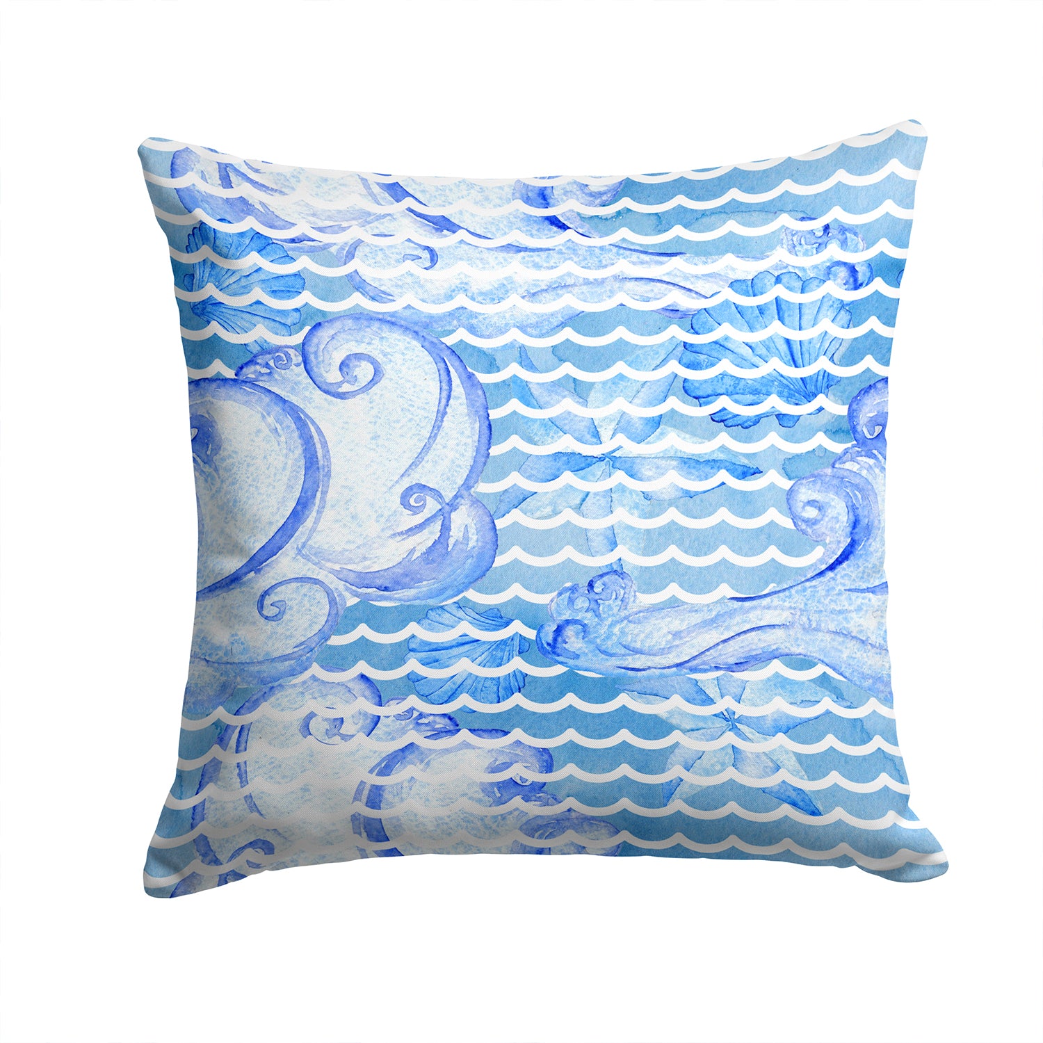 Beach Watercolor Abstract Waves Fabric Decorative Pillow BB7530PW1414 - the-store.com