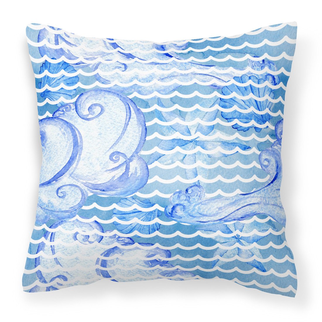 Beach Watercolor Abstract Waves Fabric Decorative Pillow BB7530PW1818 by Caroline's Treasures