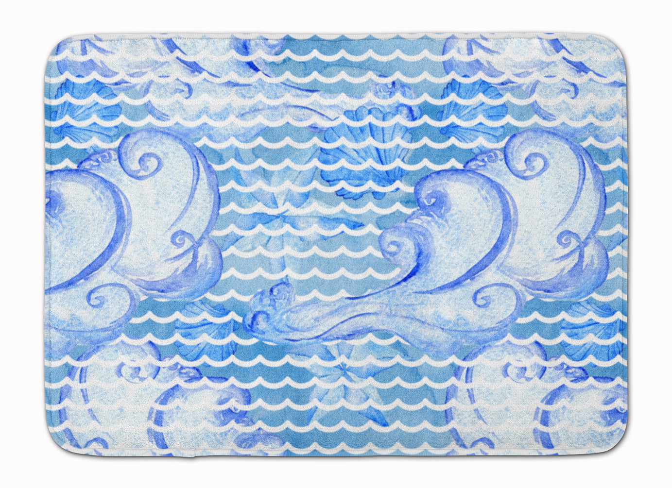Beach Watercolor Abstract Waves Machine Washable Memory Foam Mat BB7530RUG - the-store.com