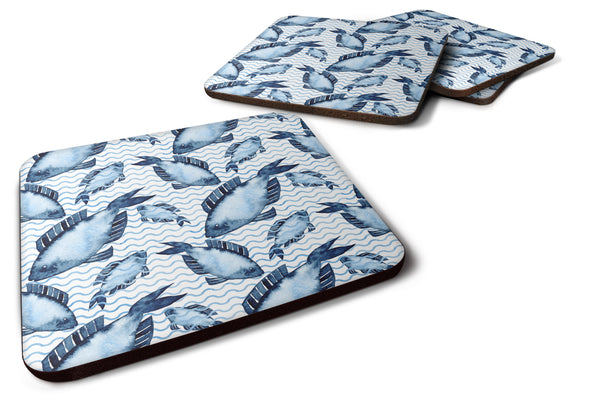 Beach Watercolor Fishes Foam Coaster Set of 4 BB7532FC - the-store.com