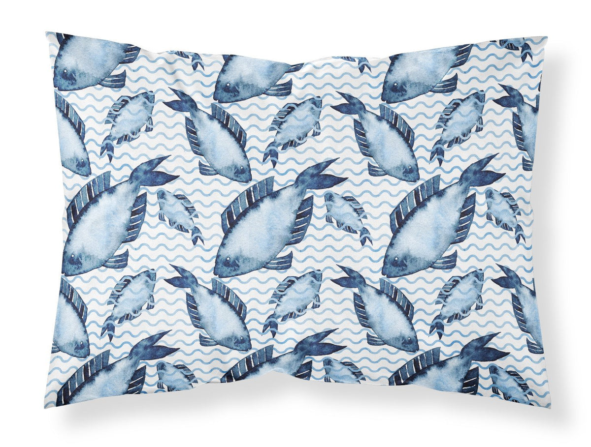 Beach Watercolor Fishes Fabric Standard Pillowcase BB7532PILLOWCASE by Caroline&#39;s Treasures