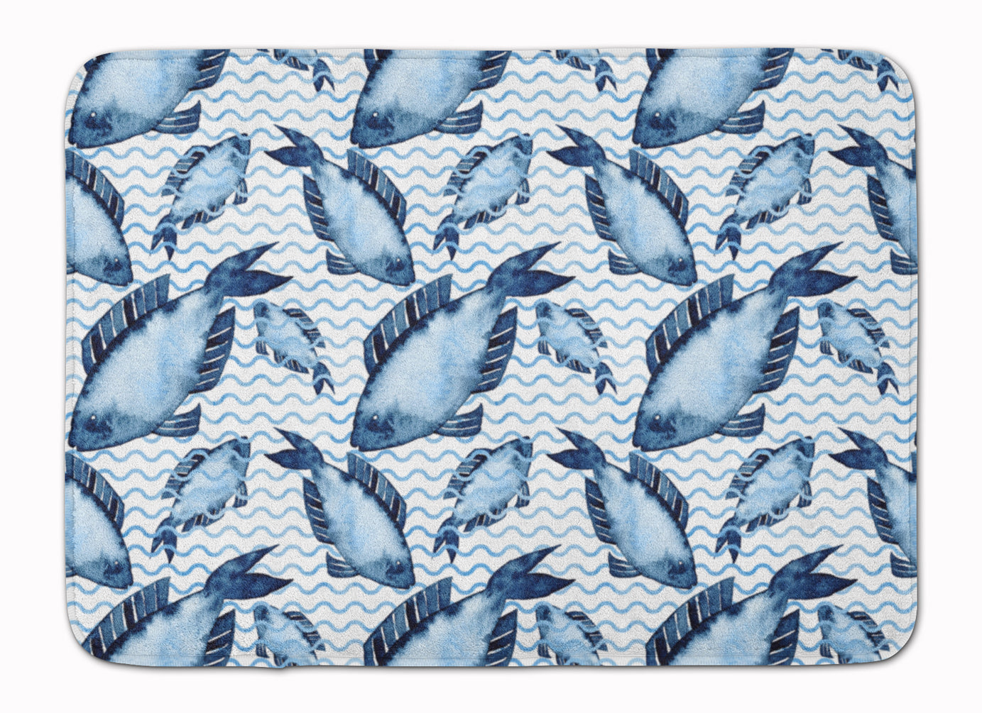 Beach Watercolor Fishes Machine Washable Memory Foam Mat BB7532RUG - the-store.com