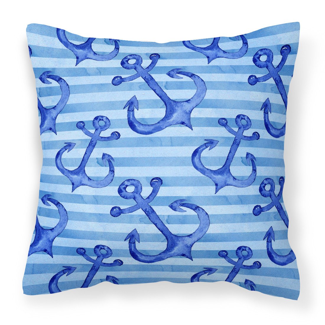 Beach Watercolor Anchors Fabric Decorative Pillow BB7533PW1818 by Caroline&#39;s Treasures