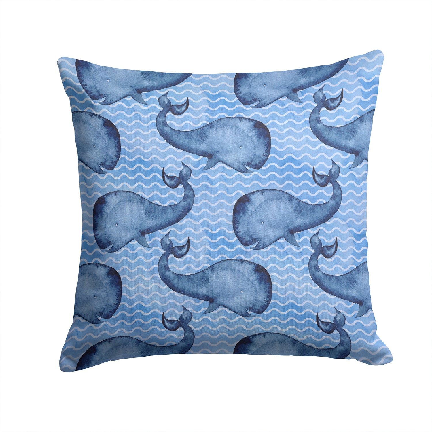 Beach Watercolor Whales Fabric Decorative Pillow BB7535PW1414 - the-store.com