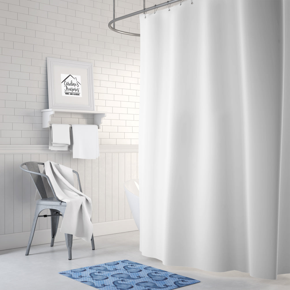 Caroline's Treasures Beach Watercolor Whales Machine Washable Memory Foam Mat BB7535RUG